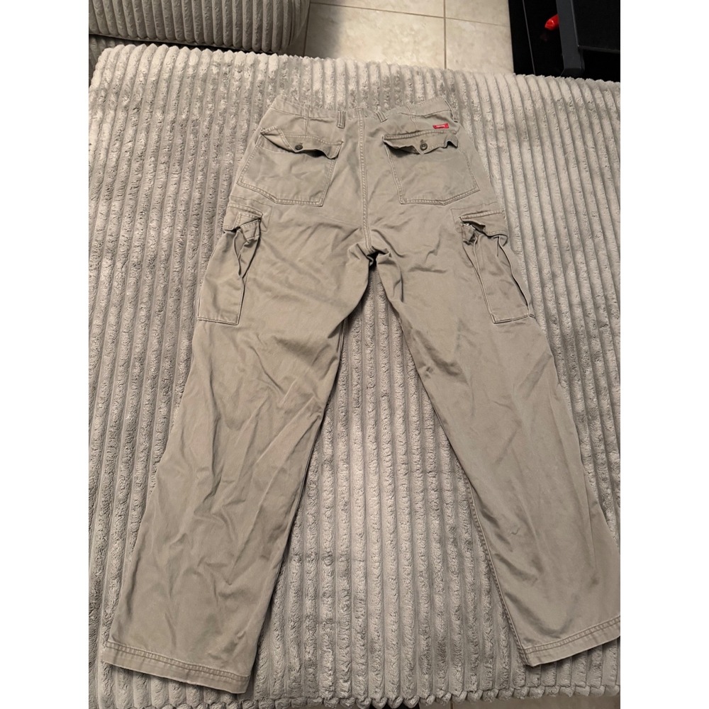 Chaps Mens Khaki Tan Cotton Cargo Pants Straight Leg 32x32 Utility Workwear - Picture 4 of 7